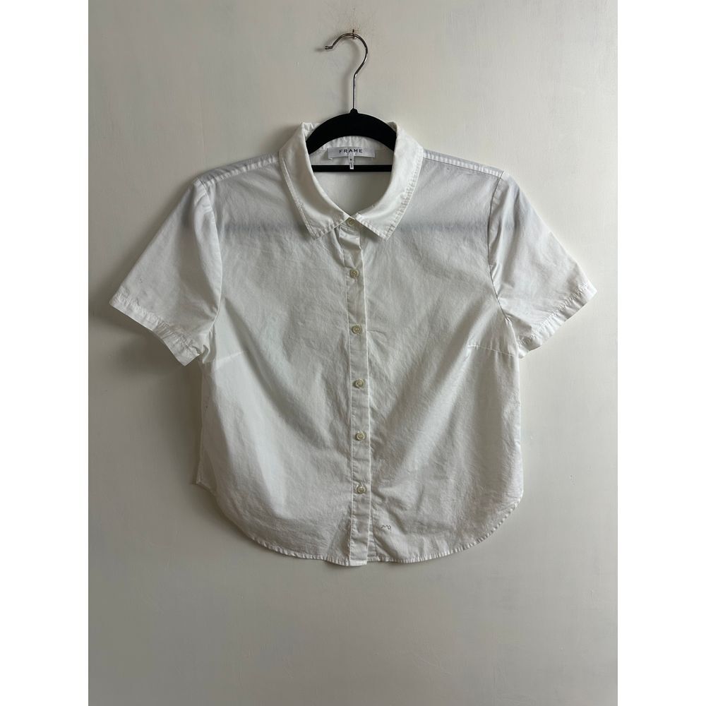 Frame Button Down Shirt Half Sleeve Men's Medium White